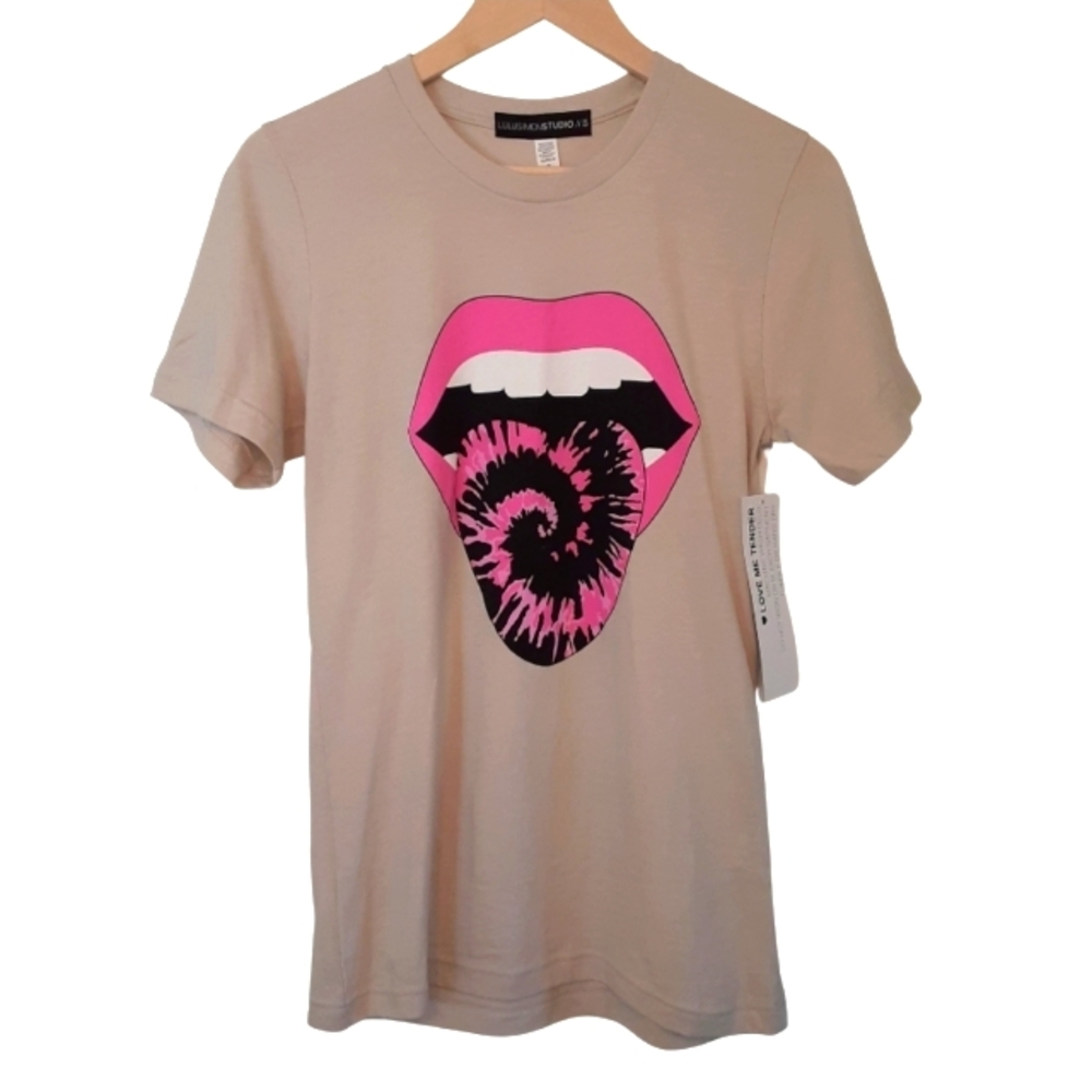 LuluSimon Studio Tongue Tie-Dyed Cotton Blend Tee